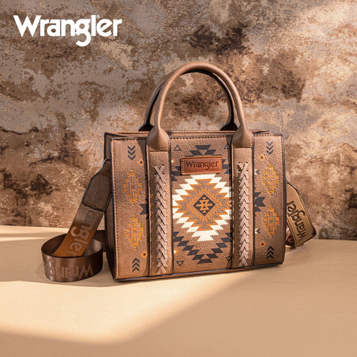 Montana West Apparel & Accessories Wrangler Dark Khaki Aztec Print Tote