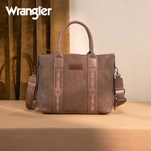 Montana West Apparel & Accessories Wrangler DK Khaki Aztec Crossbody Tote