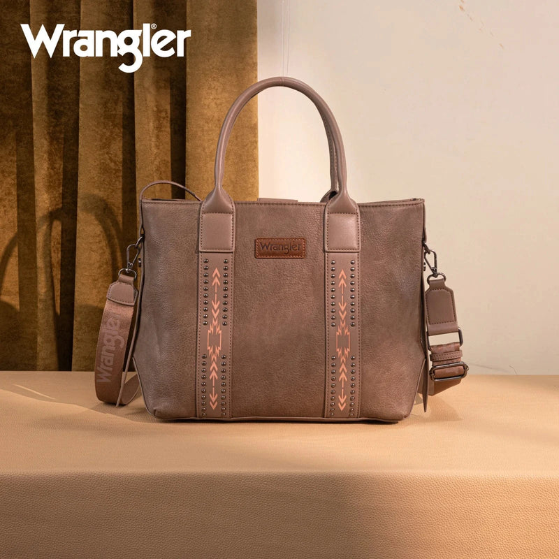 Montana West Apparel & Accessories Wrangler DK Khaki Aztec Crossbody Tote