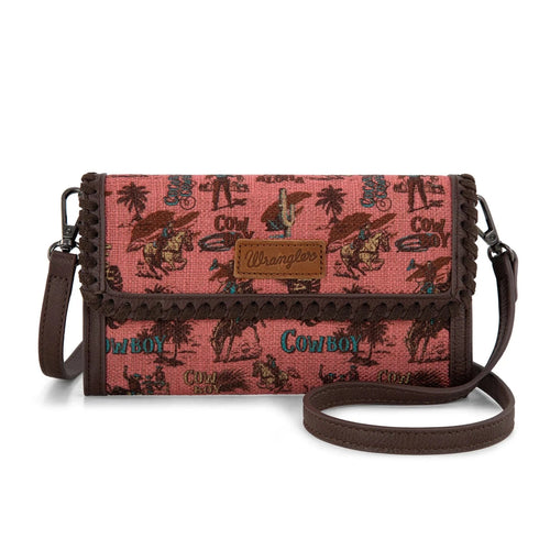 Montana West Apparel & Accessories Wrangler Pink Vintage Crossbody Wallet