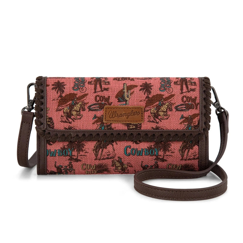 Montana West Apparel & Accessories Wrangler Pink Vintage Crossbody Wallet