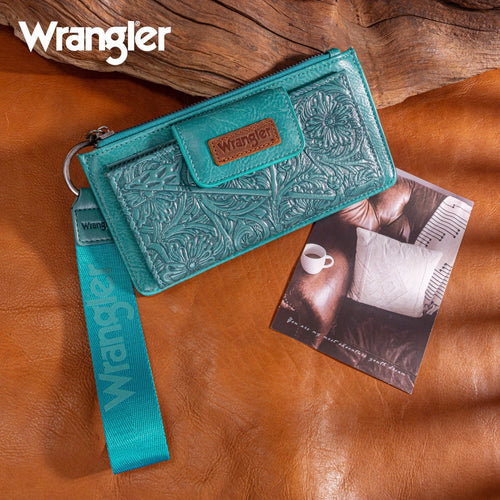 Montana West Apparel & Accessories Turquoise Wrangler Tooled Wallet/Wristlet