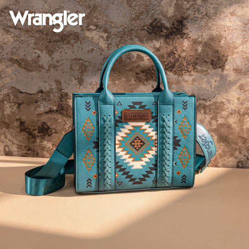 Montana West Apparel & Accessories Wrangler Turquoise Aztec Print Tote