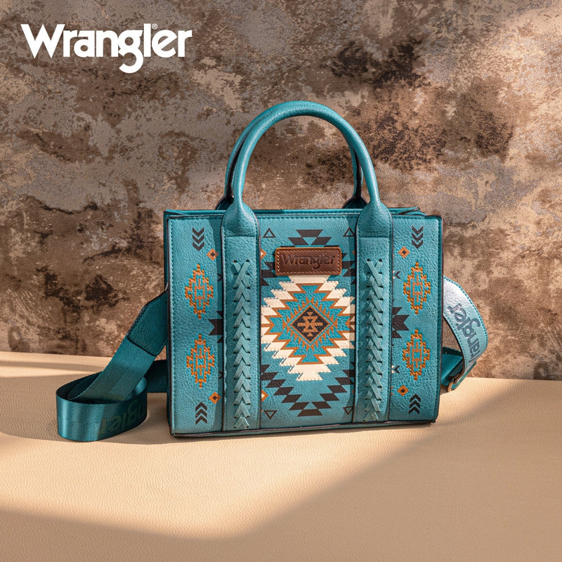 Montana West Apparel & Accessories Wrangler Turquoise Aztec Print Tote