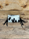 Montana West Spotted Montana West Cowhide Wristlet/ Crossbody Purse with Fringe