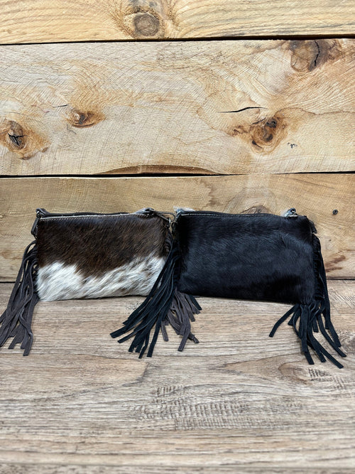 Montana West Montana West Hair-On Clutch/ Crossbody with Fringe