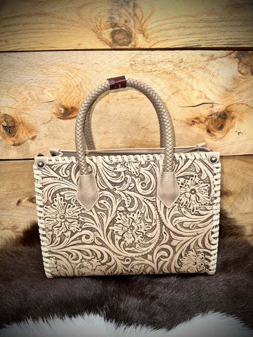 Montana West Montana West Tan Embossed Floral Tote/Crossbody