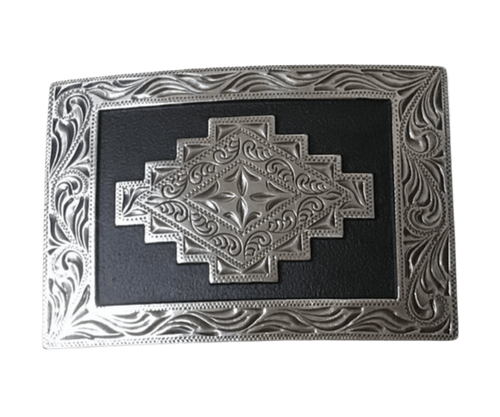 Nacona Nacona Black Aztec Silver Belt Buckle