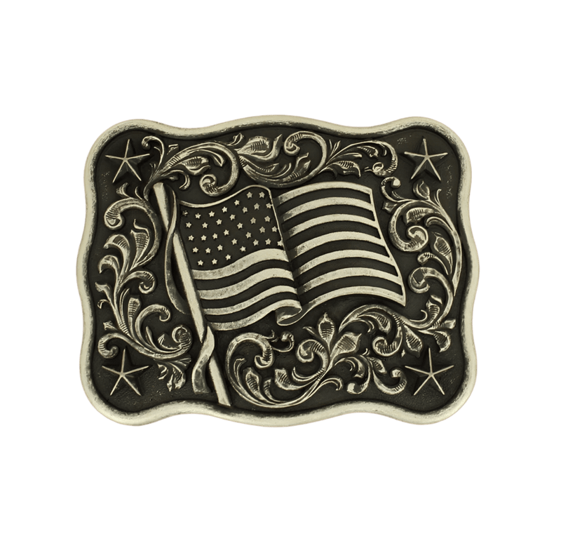 Nacona Nacona Rectangular Smooth Edge Buckle with USA Flag