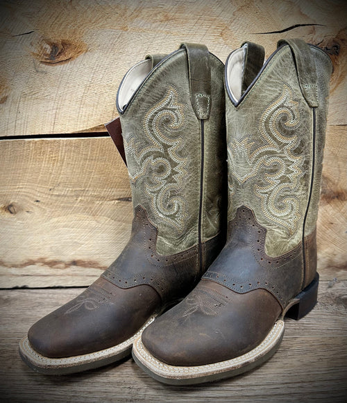 Old West Boots Old West Brown/Olive Sq Toe Boot