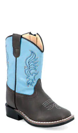 Old West Boots Toddler's Blue/Brn Square Toe Boot