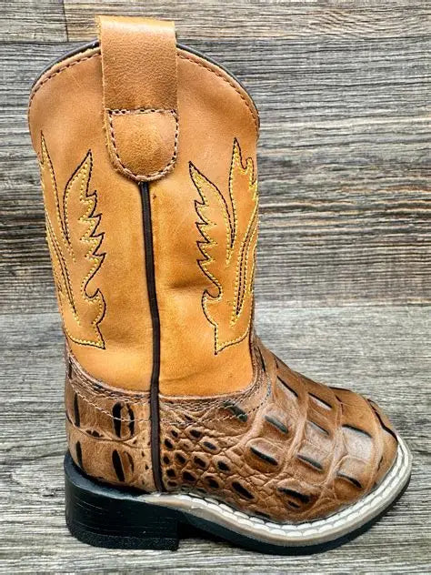 Old West Boots Toddler's Brown Gator Print Boot
