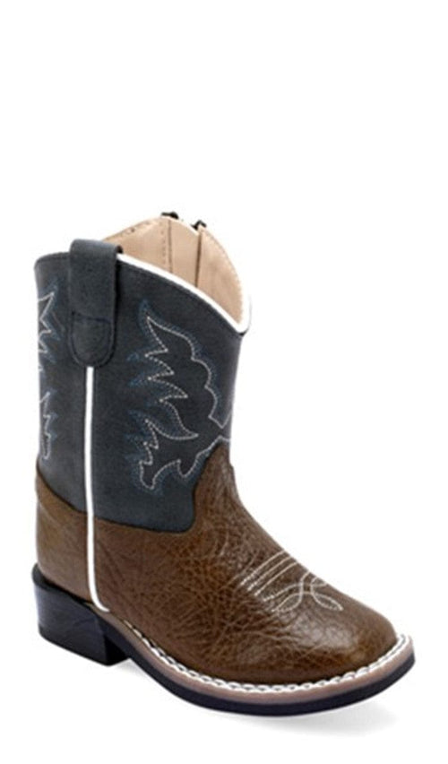 Old West Boots Toddler's OW Navy/Brn Leather Boot