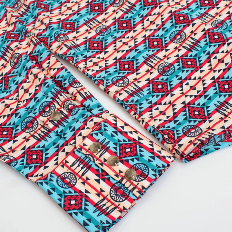 Rodeo Clothing Apparel & Accessories Men's LS Cotton Aztec Snap Shirt