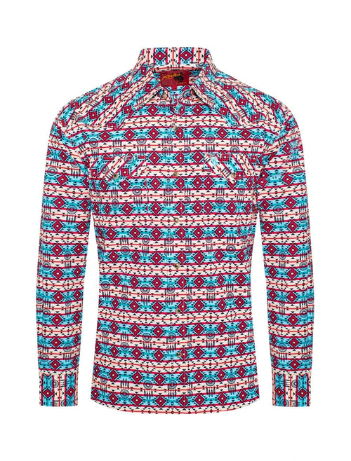 Rodeo Clothing Apparel & Accessories Men's LS Cotton Aztec Snap Shirt