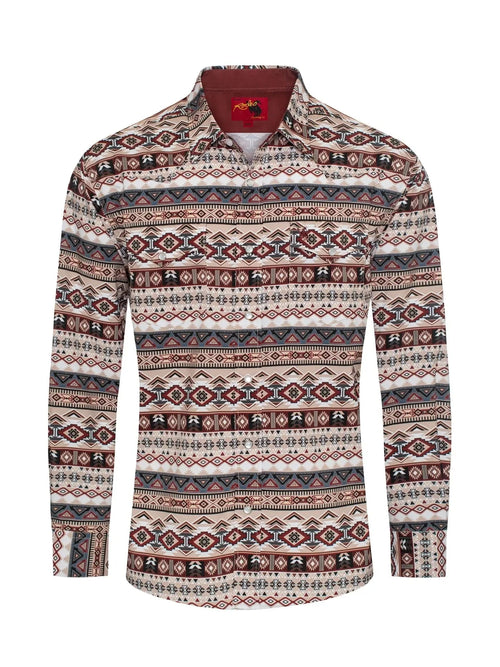 Rodeo Clothing Apparel & Accessories Men's LS Snap Grey Aztec Shirt