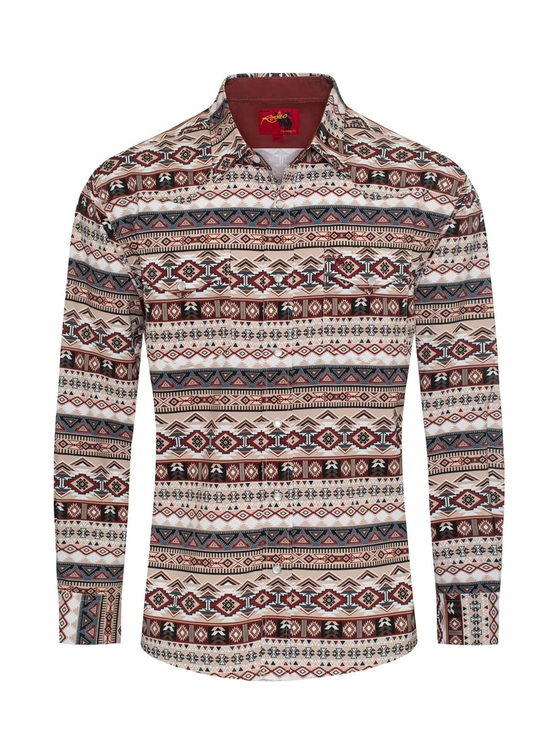 Rodeo Clothing Apparel & Accessories Men's LS Snap Grey Aztec Shirt