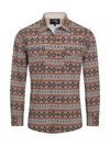 Rodeo Clothing Apparel & Accessories Men's LS Tan Aztec Snap Shirt
