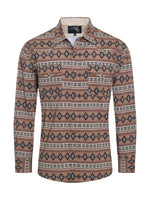 Rodeo Clothing Apparel & Accessories Men's LS Tan Aztec Snap Shirt