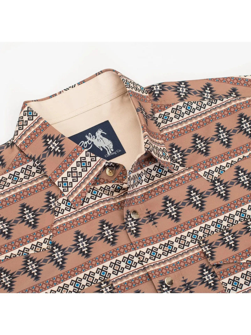 Rodeo Clothing Apparel & Accessories Men's LS Tan Aztec Snap Shirt