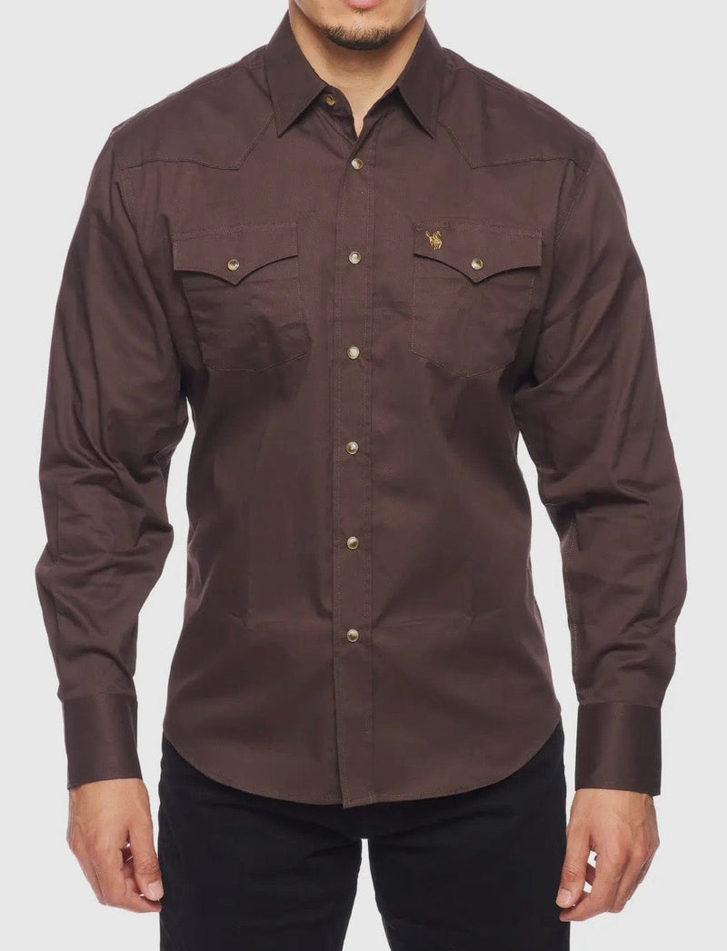 Rodeo Clothing Apparel & Accessories Men’s Rodeo Western LS Brown Shirt