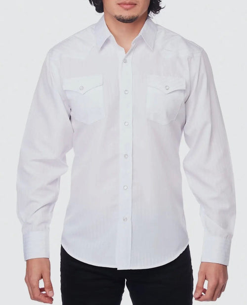 Rodeo Clothing Men’s LS western White Snap Shirt