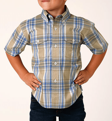 Roper Boys Shirts Boy's SS Roper Blue Plaid Shirt