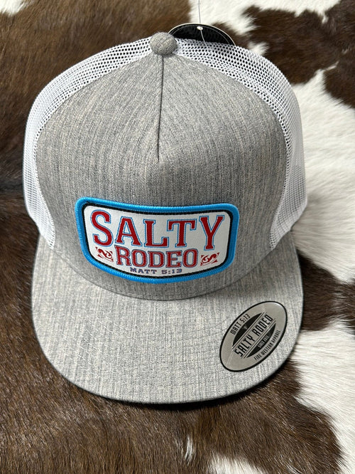 Salty Rodeo Men’s Grey Salty Rodeo Ball Cap with Blue/Red Writing