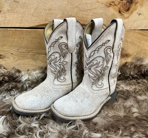 Smokey Mountain Girl’s SM White Crackle Leather Boots