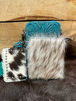 trinity ranch Turquoise Trinity Ranch Genuine Hair-On Cowhide/Phone Purse with Coin Pouch
