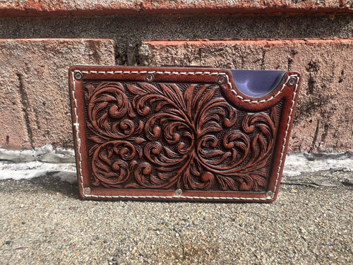 Twisted T Western & More 3D Mens Brown RFID Scroll Embossed Utility Wallet