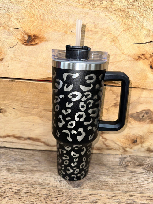 Twisted T Western & More 40oz Black Leopard Stainless Steel Tumbler Cup