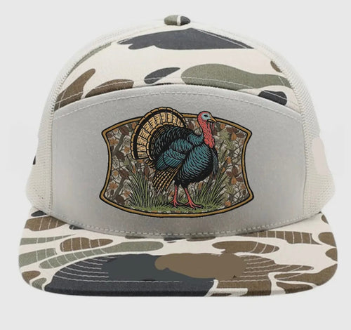 Twisted T Western & More 7 Panel Camo Turkey Snapback Hat (Cream)