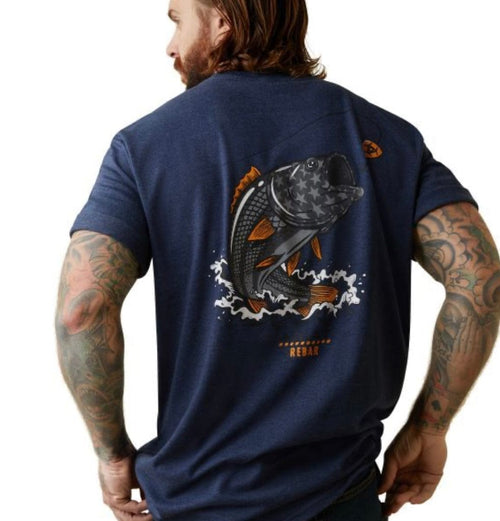 Twisted T Western & More Apparel & Accessories XL Ariat Navy American Bass Rebar Shirt