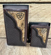 Twisted T Western & More Ariat Calf Hair Overlay Basketweave Wallet