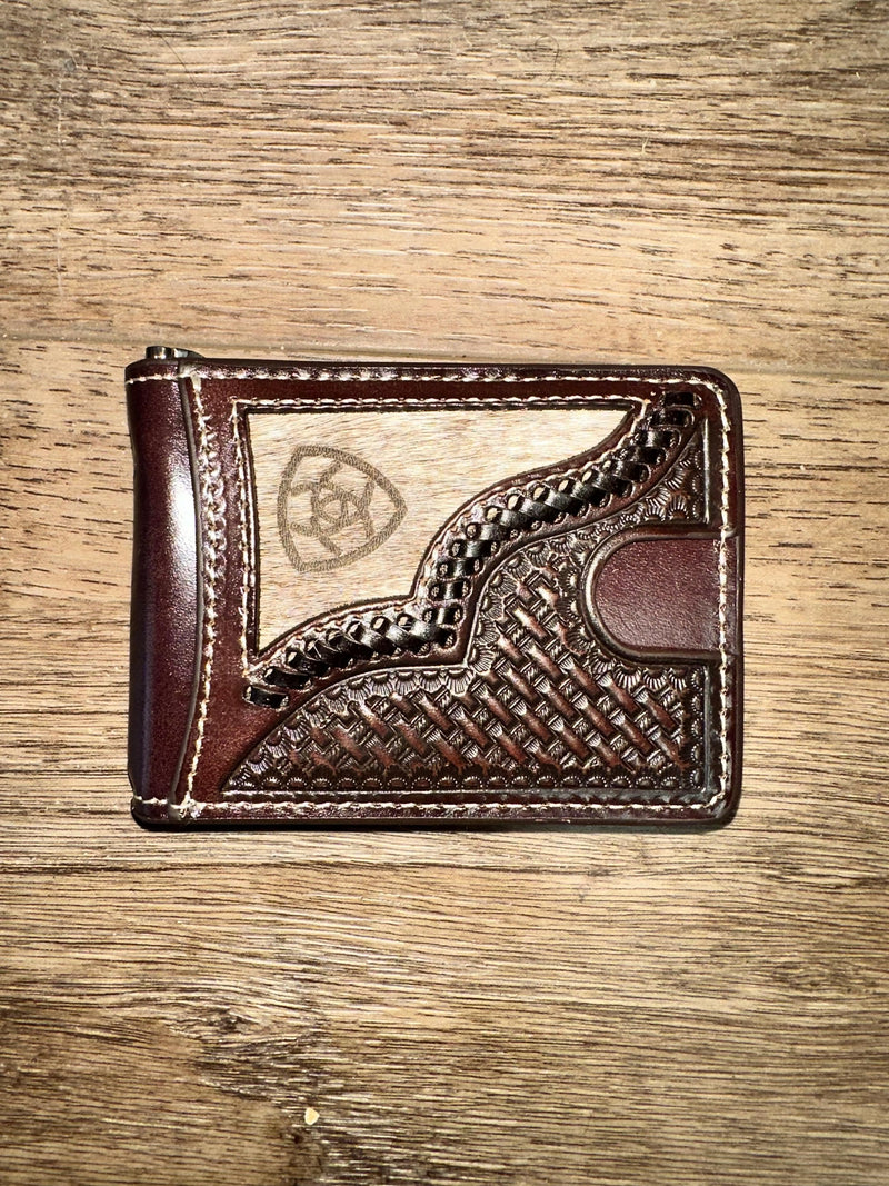 Twisted T Western & More Ariat Calf Hair Overlay Basketweave Wallet