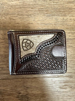 Twisted T Western & More Card Case Ariat Calf Hair Overlay Basketweave Wallet