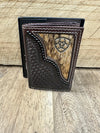 Twisted T Western & More Tri-Fold Ariat Calf Hair Overlay Basketweave Wallet