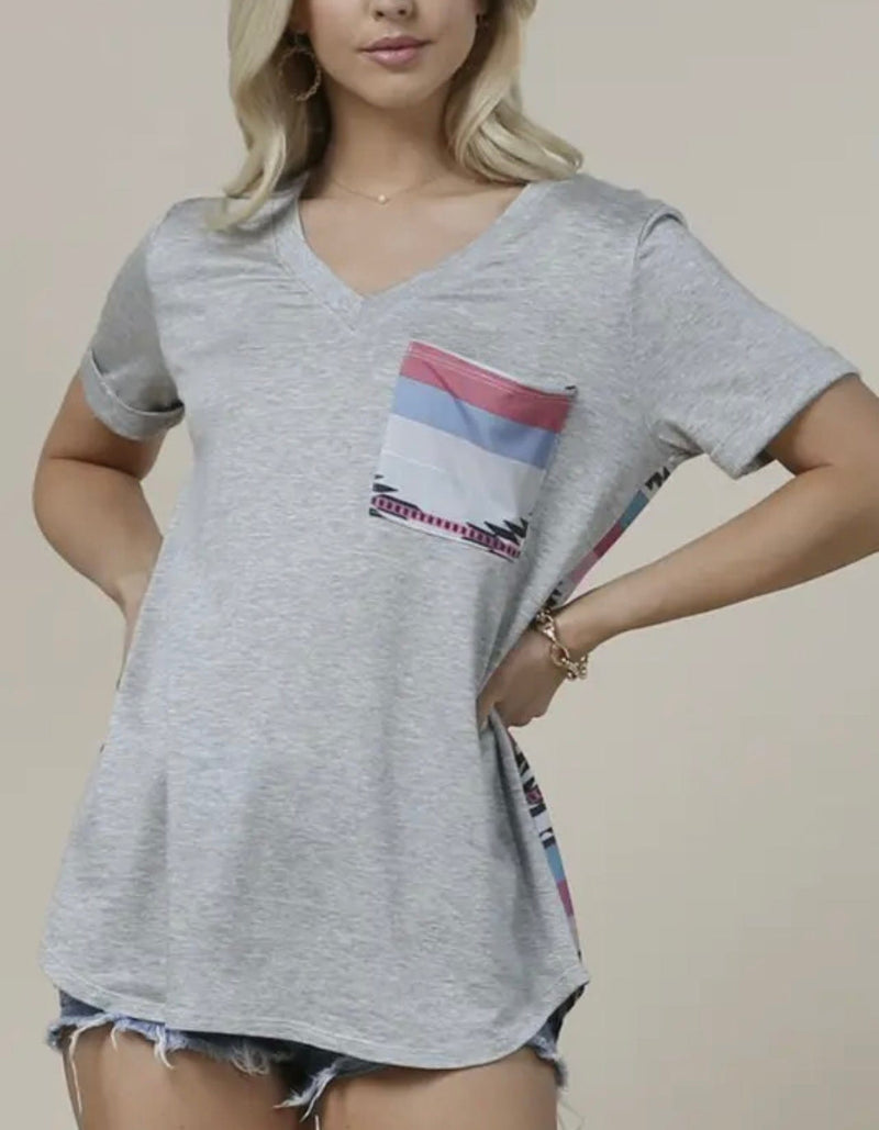 Twisted T Western & More Aztec Print, Color Block, and Waffle Vneck Shirt