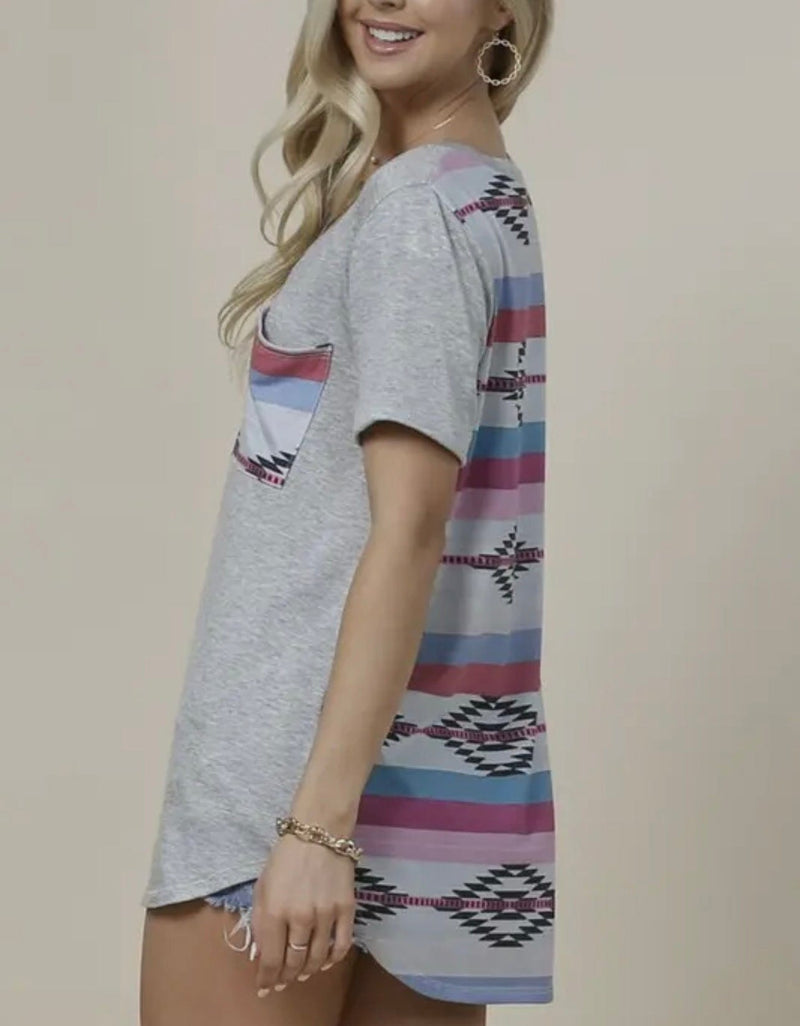Twisted T Western & More Aztec Print, Color Block, and Waffle Vneck Shirt