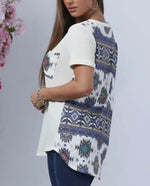 Twisted T Western & More Aztec Print Waffle Knit V-Neck Shirt