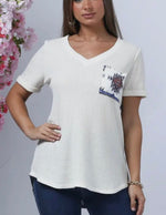 Twisted T Western & More Aztec Print Waffle Knit V-Neck Shirt