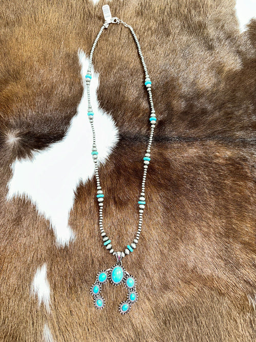 Twisted T Western & More Beaded Western Necklace with Turquoise Squash