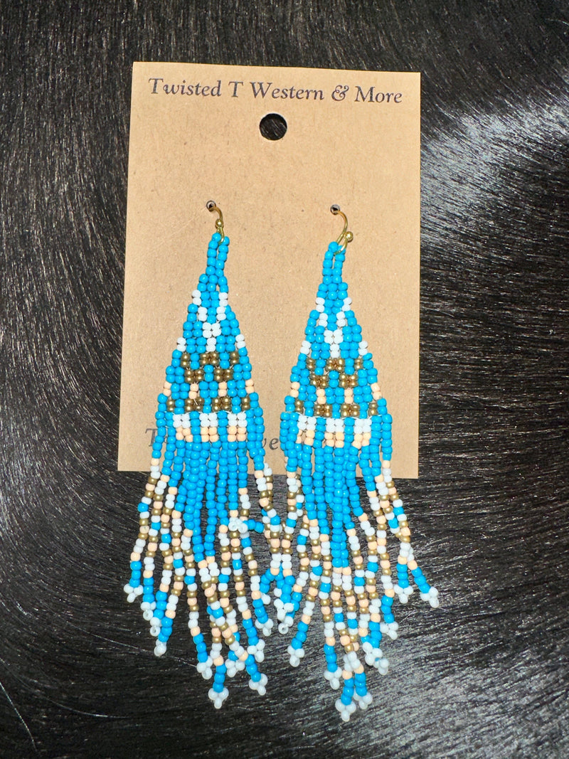 Twisted T Western & More Big Horn Canyon Turquoise Seed Bead Earrings