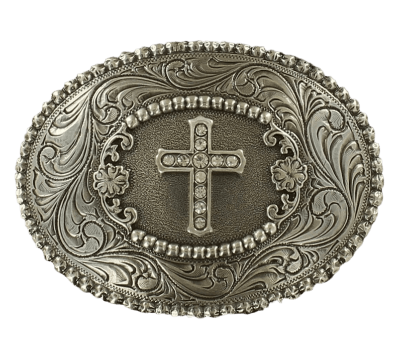 Twisted T Western & More Blazin Roxx Oval Scrolled Cross Buckle