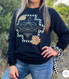 Twisted T Western & More Boot Stitch & Leather Tooled Crewneck