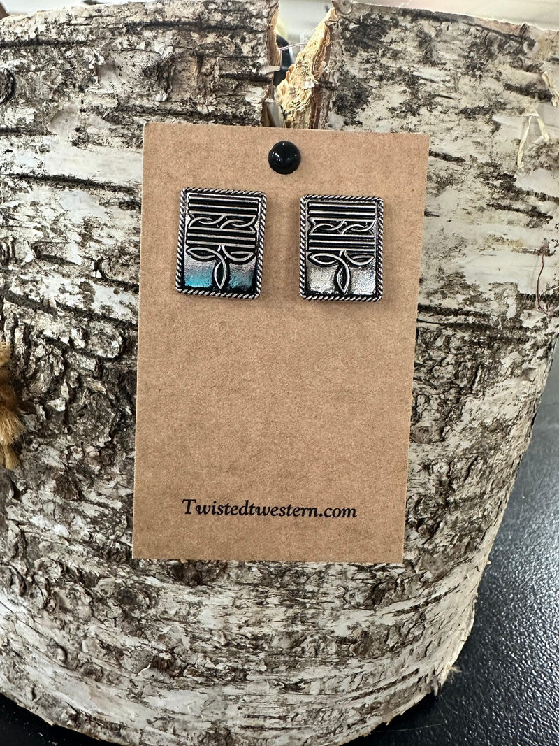 Twisted T Western & More Boot Stitch Square Stud Earrings