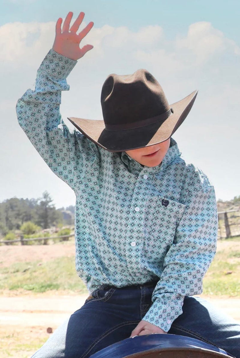 Twisted T Western & More Boys Cinch Medallion Print LS Button Down Shirt