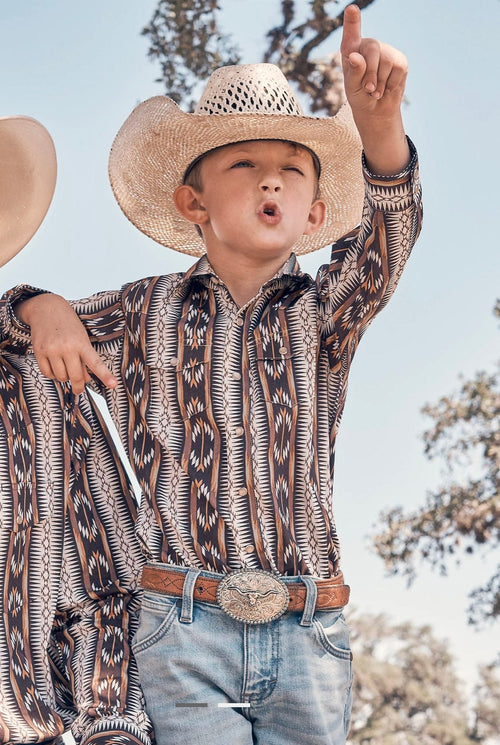 Twisted T Western & More Boys Wrangler Checotah LS Western Snap Shirt