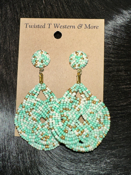 Twisted T Western & More Cancun Mint Seed Bead Earrings